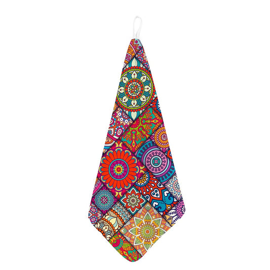 Square Bohemian Mandala Patchwork Print Hand Towel