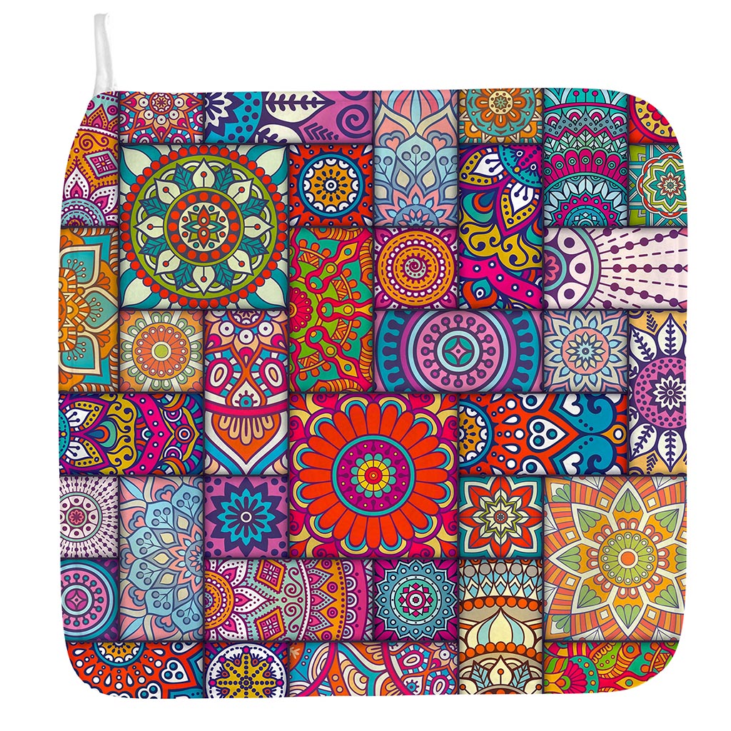 Square Bohemian Mandala Patchwork Print Hand Towel