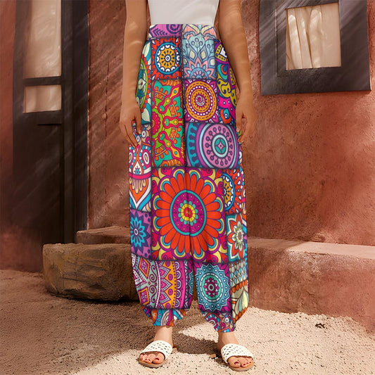 Square Bohemian Mandala Patchwork Print Harem Pants
