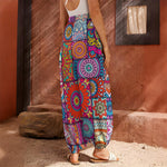 Square Bohemian Mandala Patchwork Print Harem Pants