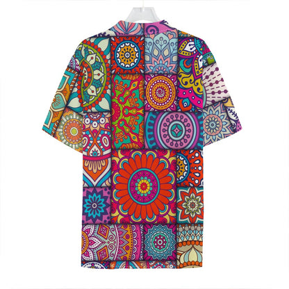 Square Bohemian Mandala Patchwork Print Hawaiian Shirt