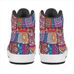 Square Bohemian Mandala Patchwork Print High Top Leather Sneakers