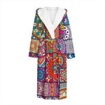 Square Bohemian Mandala Patchwork Print Hooded Bathrobe