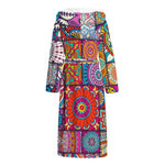 Square Bohemian Mandala Patchwork Print Hooded Bathrobe