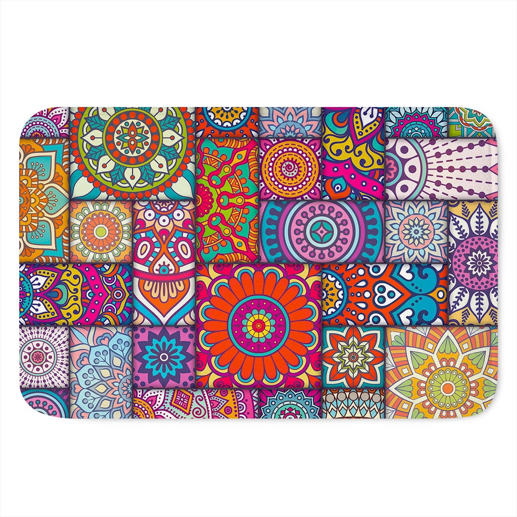 Square Bohemian Mandala Patchwork Print Indoor Door Mat