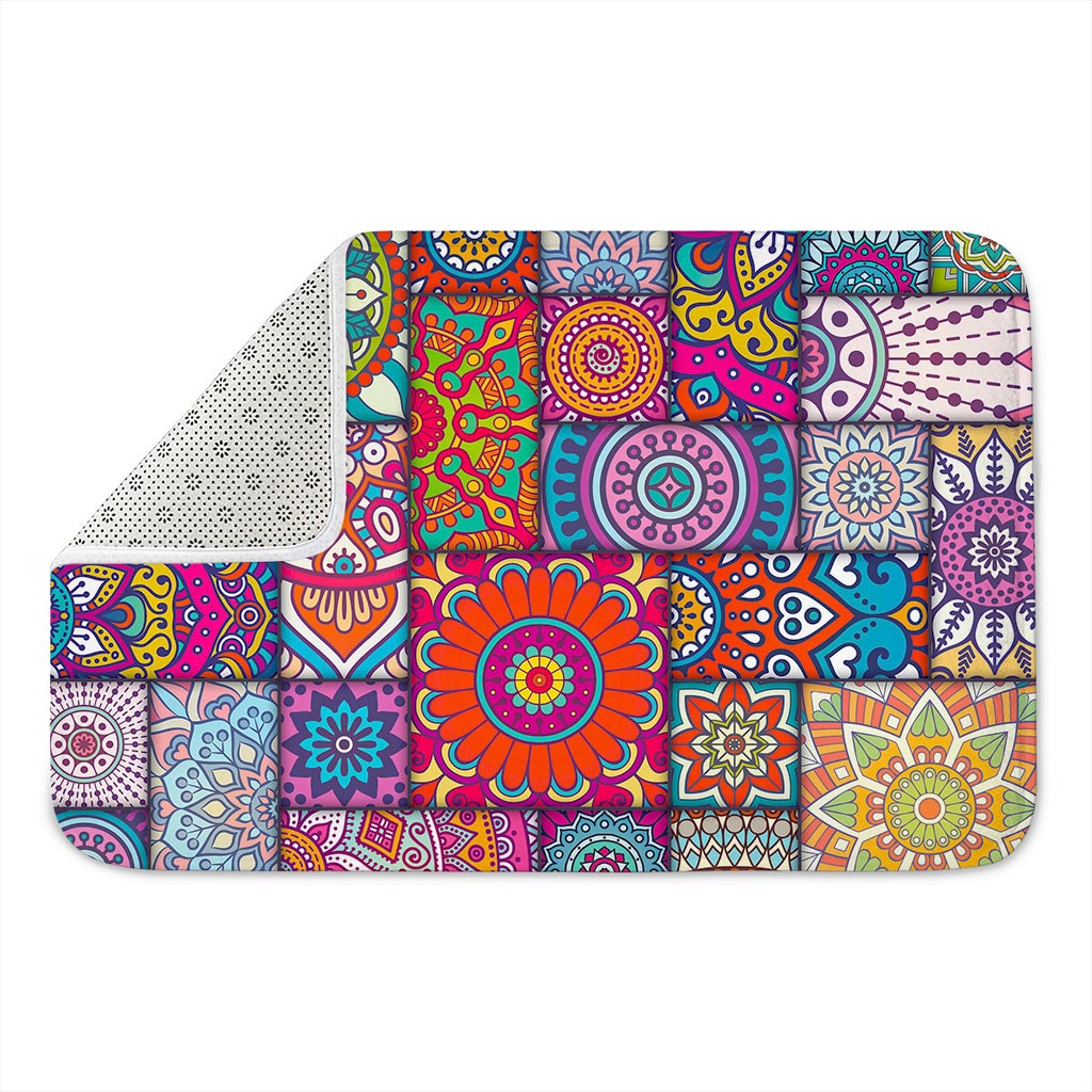Square Bohemian Mandala Patchwork Print Indoor Door Mat