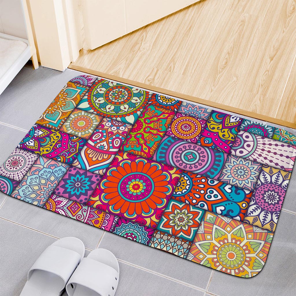 Square Bohemian Mandala Patchwork Print Indoor Door Mat