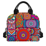 Square Bohemian Mandala Patchwork Print Insulated Lunch Bag