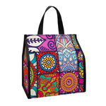 Square Bohemian Mandala Patchwork Print Insulated Lunch Tote