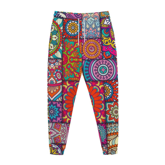 Square Bohemian Mandala Patchwork Print Jogger Pants