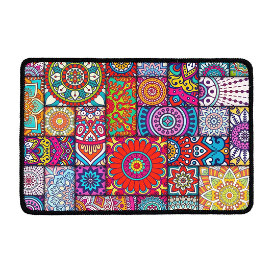 Square Bohemian Mandala Patchwork Print Kitchen Mat