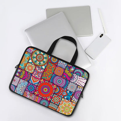 Square Bohemian Mandala Patchwork Print Laptop Sleeve With Handle