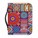 Square Bohemian Mandala Patchwork Print Leather Bible Cover