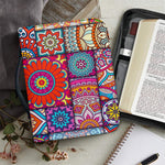 Square Bohemian Mandala Patchwork Print Leather Bible Cover