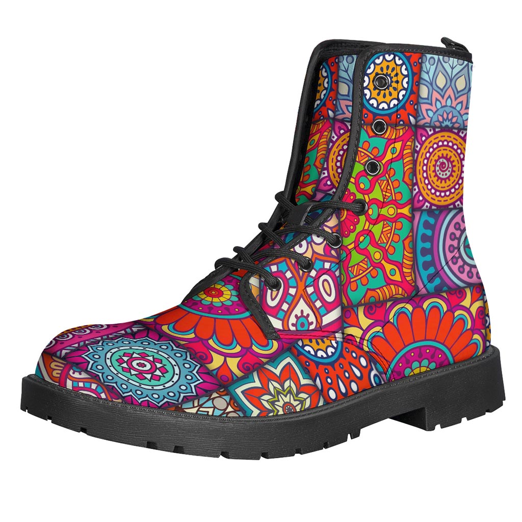 Square Bohemian Mandala Patchwork Print Backpack
