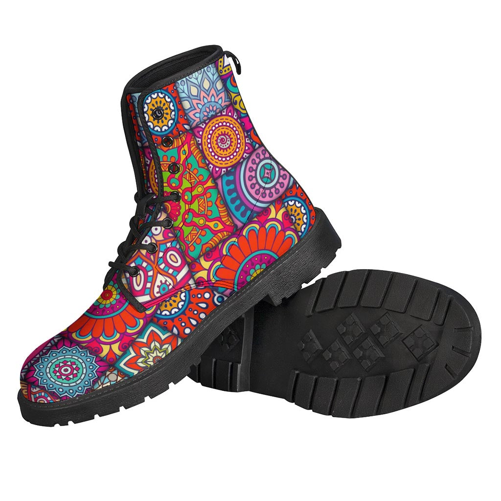 Square Bohemian Mandala Patchwork Print Backpack
