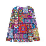 Square Bohemian Mandala Patchwork Print Long Sleeve Short Coat