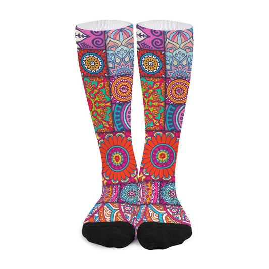 Square Bohemian Mandala Patchwork Print Long Socks
