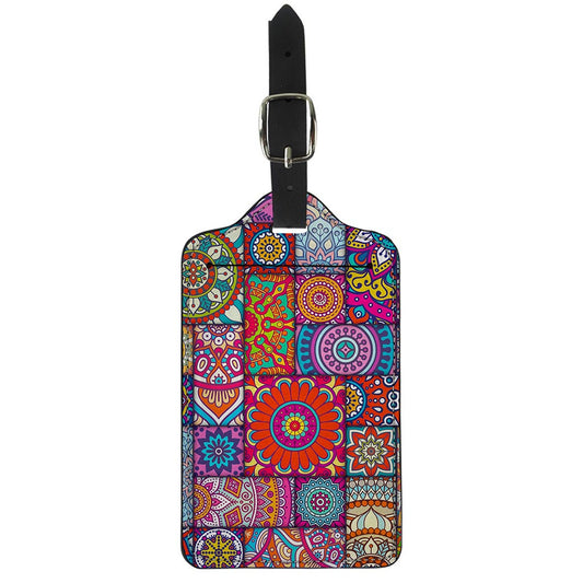 Square Bohemian Mandala Patchwork Print Luggage Tag