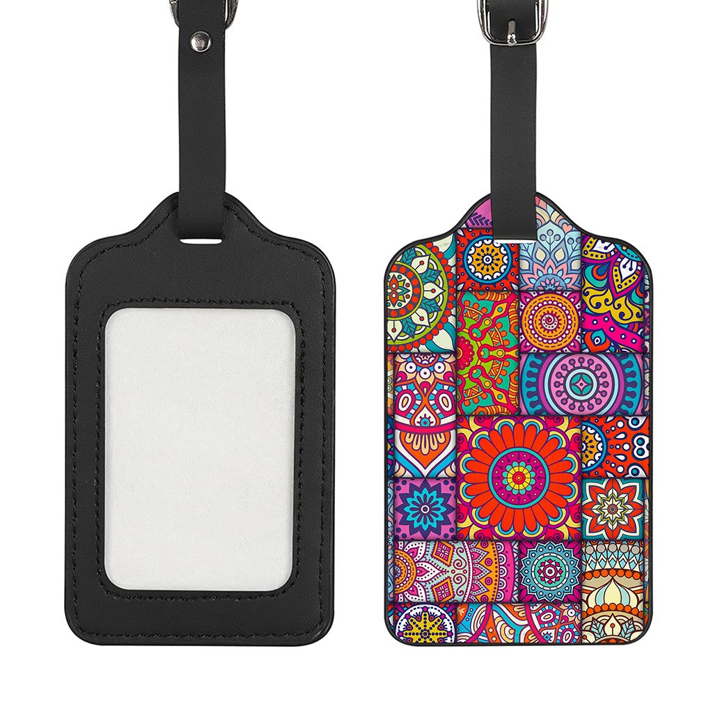 Square Bohemian Mandala Patchwork Print Luggage Tag