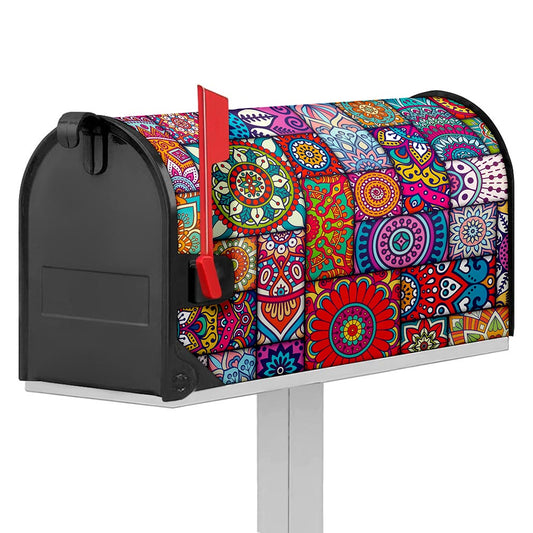 Square Bohemian Mandala Patchwork Print Mailbox Cover