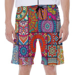 Square Bohemian Mandala Patchwork Print Men's Beach Shorts