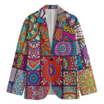 Square Bohemian Mandala Patchwork Print Men's Blazer