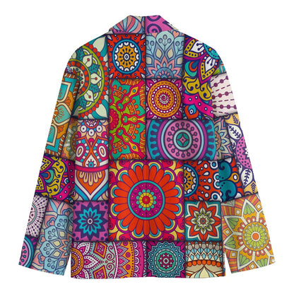 Square Bohemian Mandala Patchwork Print Men's Blazer