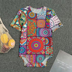 Square Bohemian Mandala Patchwork Print Men's Bodysuit