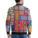 Square Bohemian Mandala Patchwork Print Men's Bomber Jacket