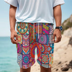 Square Bohemian Mandala Patchwork Print Men's Cargo Shorts
