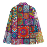 Square Bohemian Mandala Patchwork Print Men's Cotton Blazer