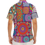 Square Bohemian Mandala Patchwork Print Men's Deep V-Neck Shirt
