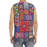 Square Bohemian Mandala Patchwork Print Men's Fitness Tank Top