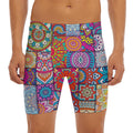 Square Bohemian Mandala Patchwork Print Men's Long Boxer Briefs