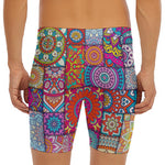 Square Bohemian Mandala Patchwork Print Men's Long Boxer Briefs