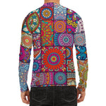 Square Bohemian Mandala Patchwork Print Men's Long Sleeve Rash Guard