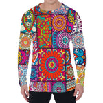 Square Bohemian Mandala Patchwork Print Men's Long Sleeve T-Shirt