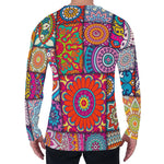 Square Bohemian Mandala Patchwork Print Men's Long Sleeve T-Shirt