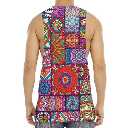 Square Bohemian Mandala Patchwork Print Men's Muscle Tank Top
