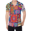 Square Bohemian Mandala Patchwork Print Men's Shirt