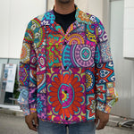 Square Bohemian Mandala Patchwork Print Men's Shirt Jacket