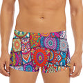 Square Bohemian Mandala Patchwork Print Men's Short Boxer Briefs