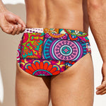 Square Bohemian Mandala Patchwork Print Men's Swim Briefs