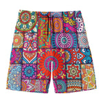 Square Bohemian Mandala Patchwork Print Men's Swim Trunks