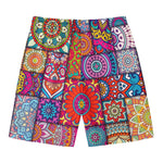 Square Bohemian Mandala Patchwork Print Men's Swim Trunks
