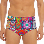 Square Bohemian Mandala Patchwork Print Men's Triangle Swim Briefs
