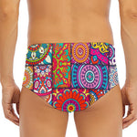Square Bohemian Mandala Patchwork Print Men's Triangle Swim Briefs