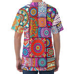 Square Bohemian Mandala Patchwork Print Men's Velvet T-Shirt