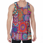 Square Bohemian Mandala Patchwork Print Men's Velvet Tank Top